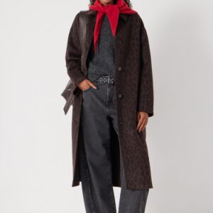 Двухстороннее пальто из чистой шерсти Edie Leopard