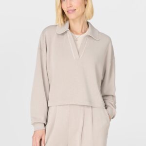 Укороченный свитшот Henley с песочной стиркой