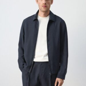 Мужская куртка Harrington MANGO, цвет Темно-синий, полный вид